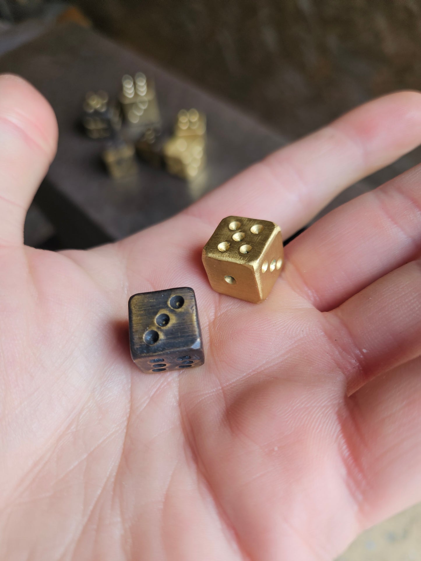 D6 Brass Dice Pipped