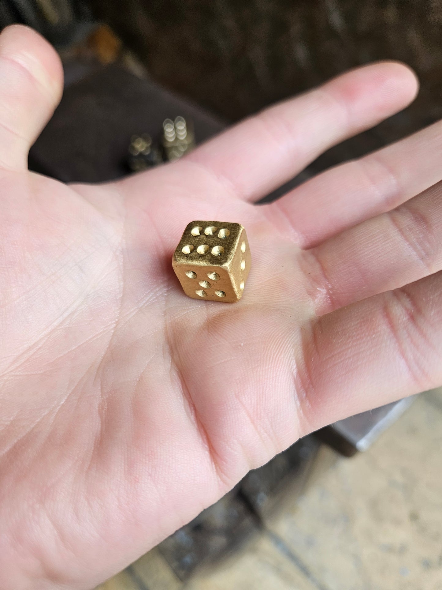 D6 Brass Dice Pipped