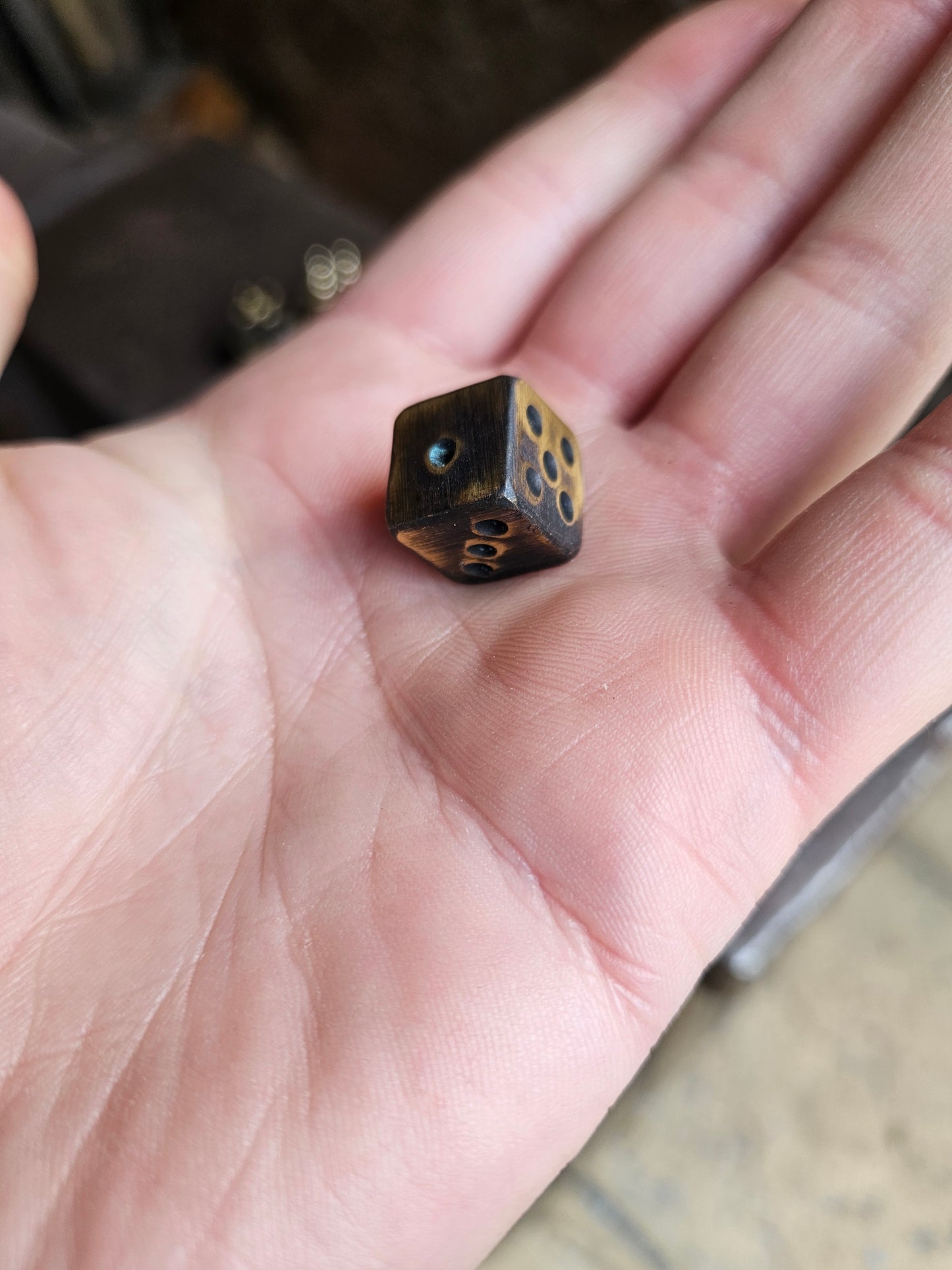 D6 Brass Dice Pipped