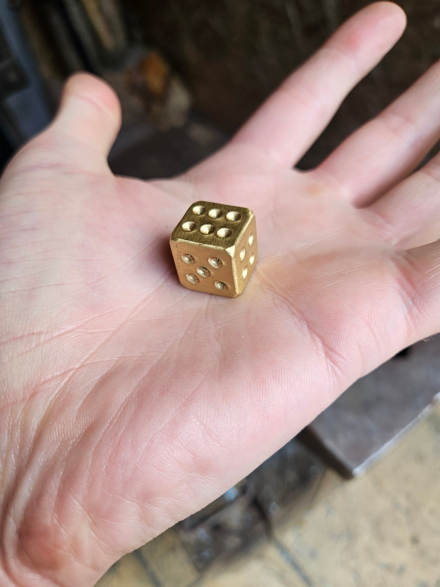 D6 Brass Dice Pipped