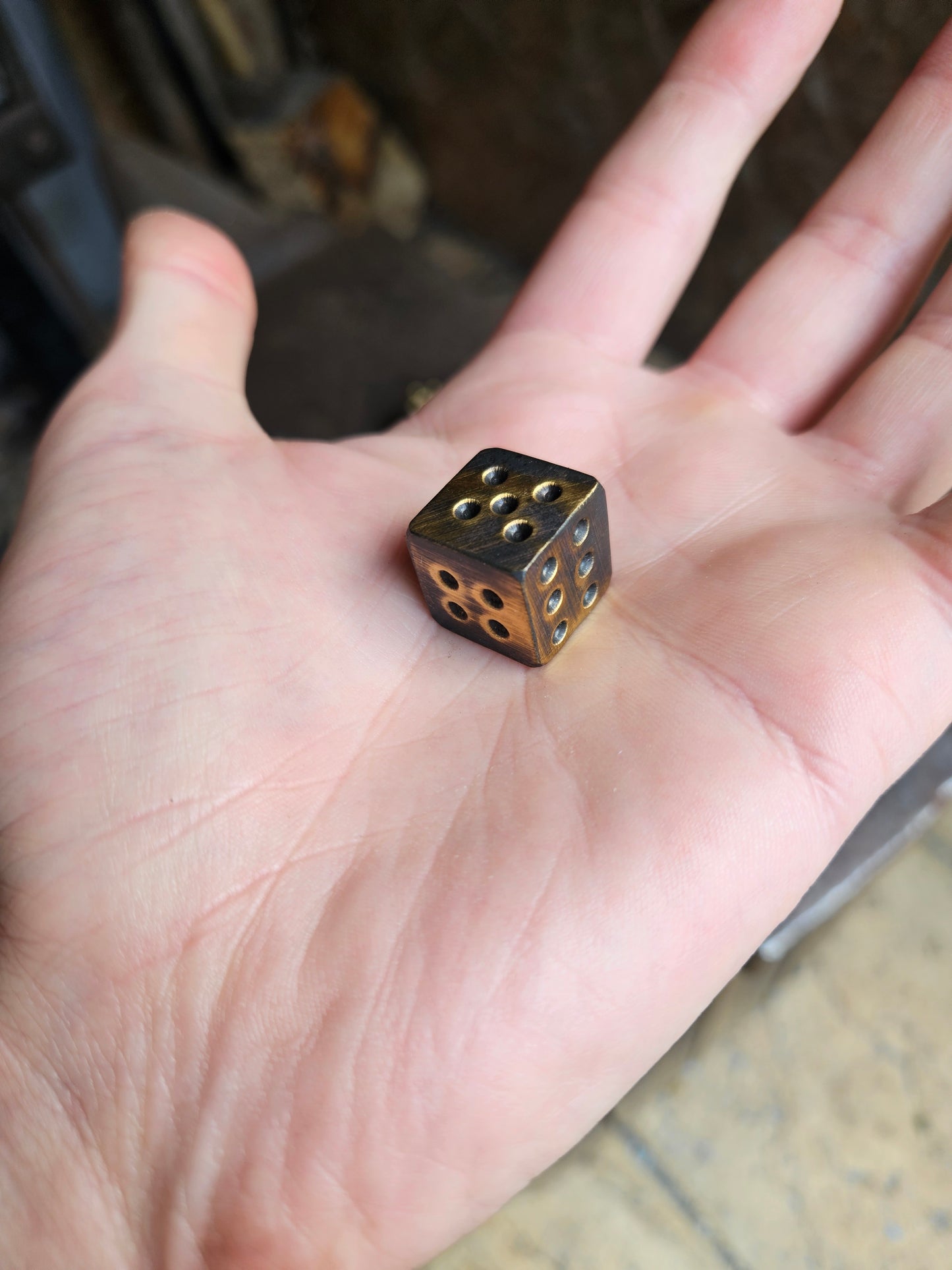 D6 Brass Dice Pipped