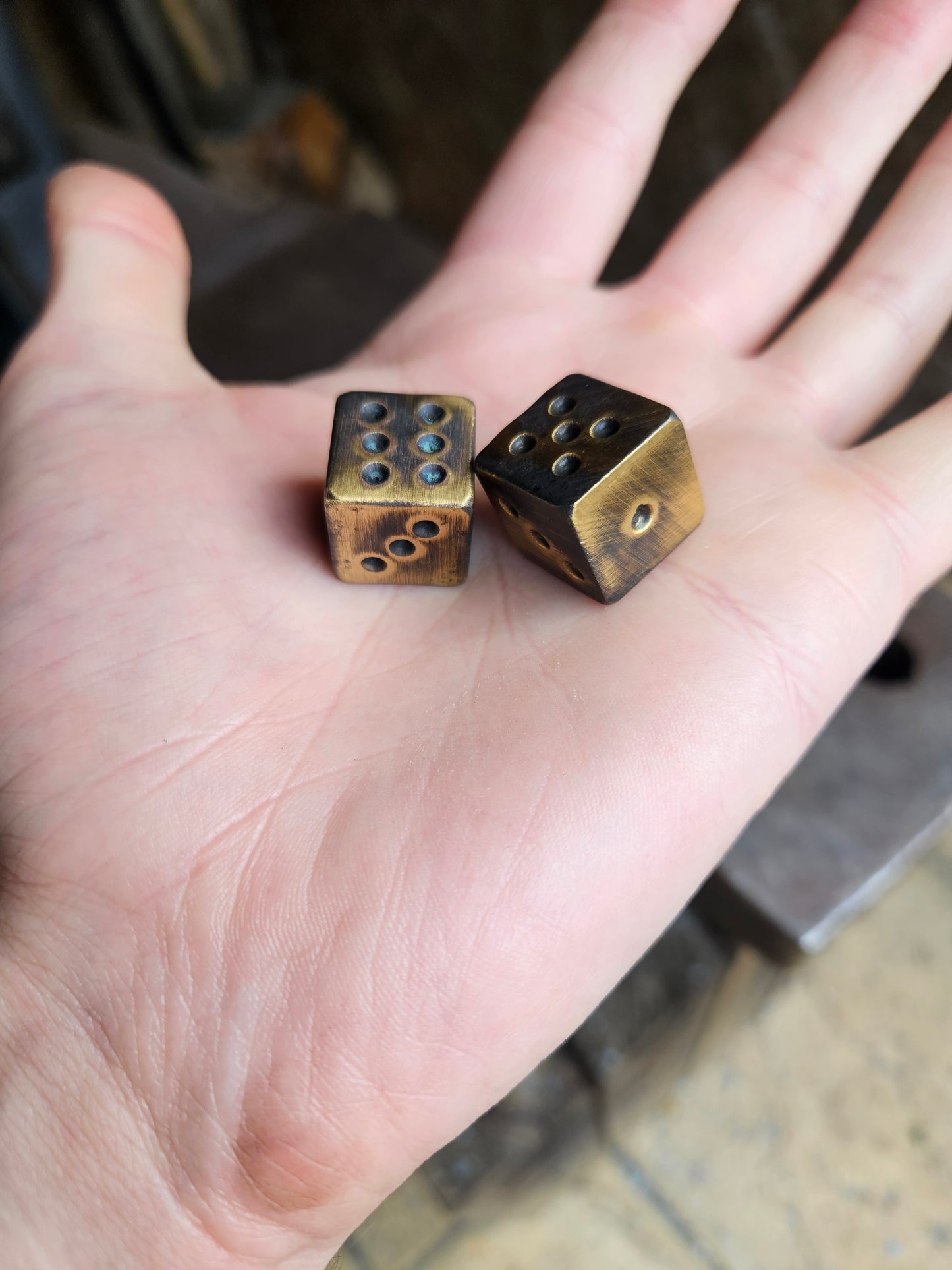 D6 Brass Dice Pipped