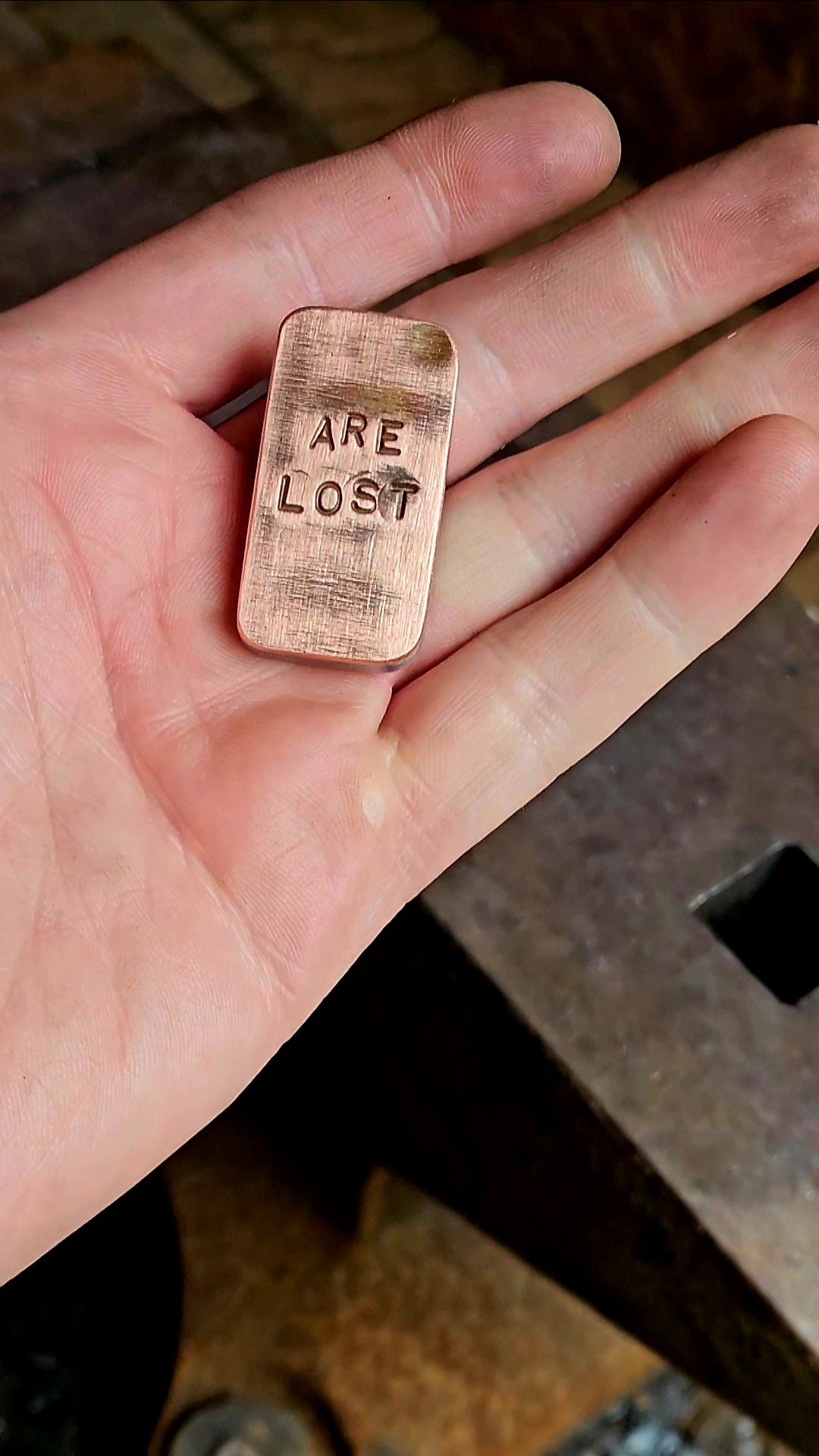 Steel and Copper worry stone. Steel and copper Haptic coin. Worry stone, haptic stone, touch stone. JRRR Tolkien lord of the rings