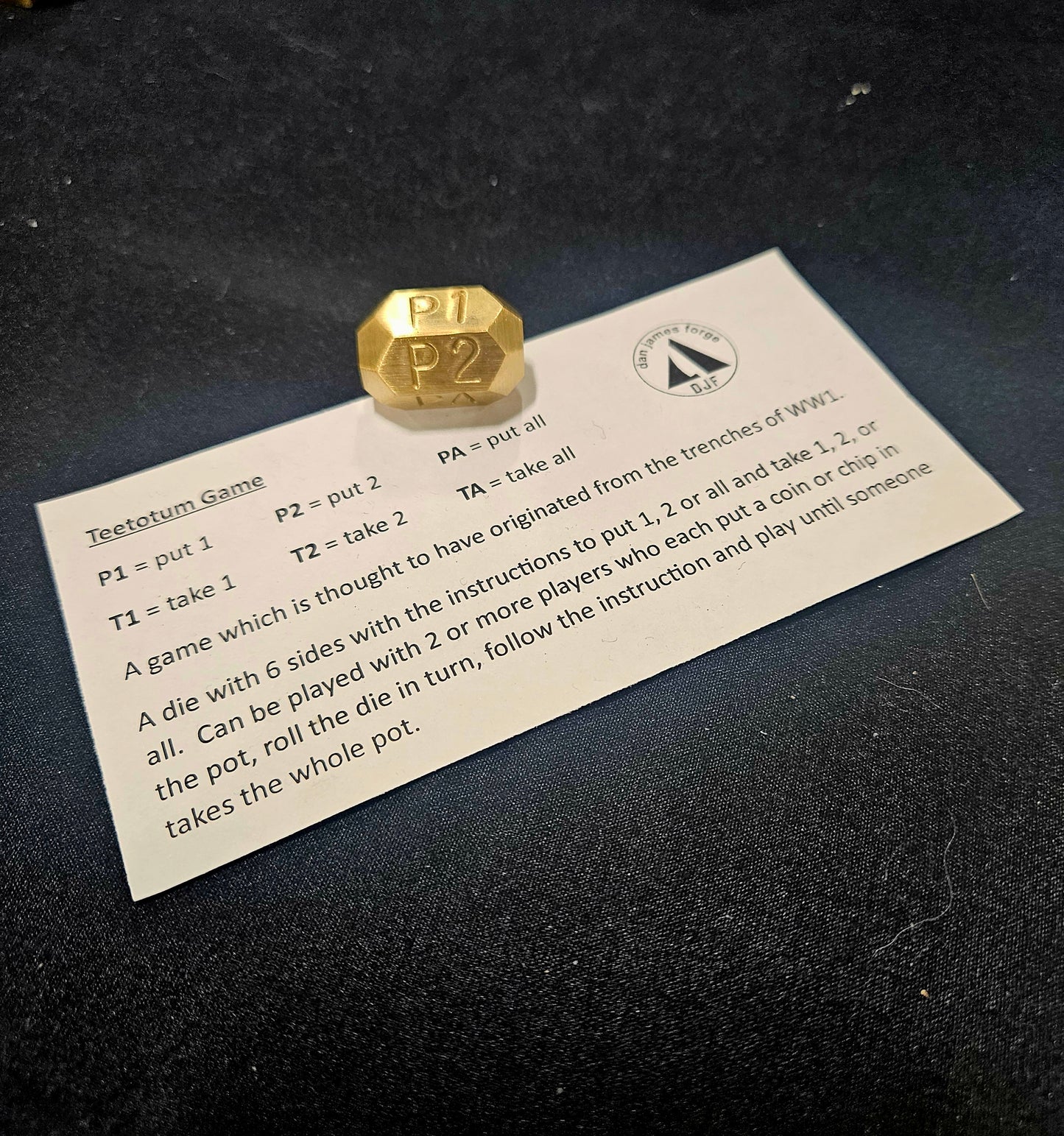 Teetotum Brass Pill Dice Game