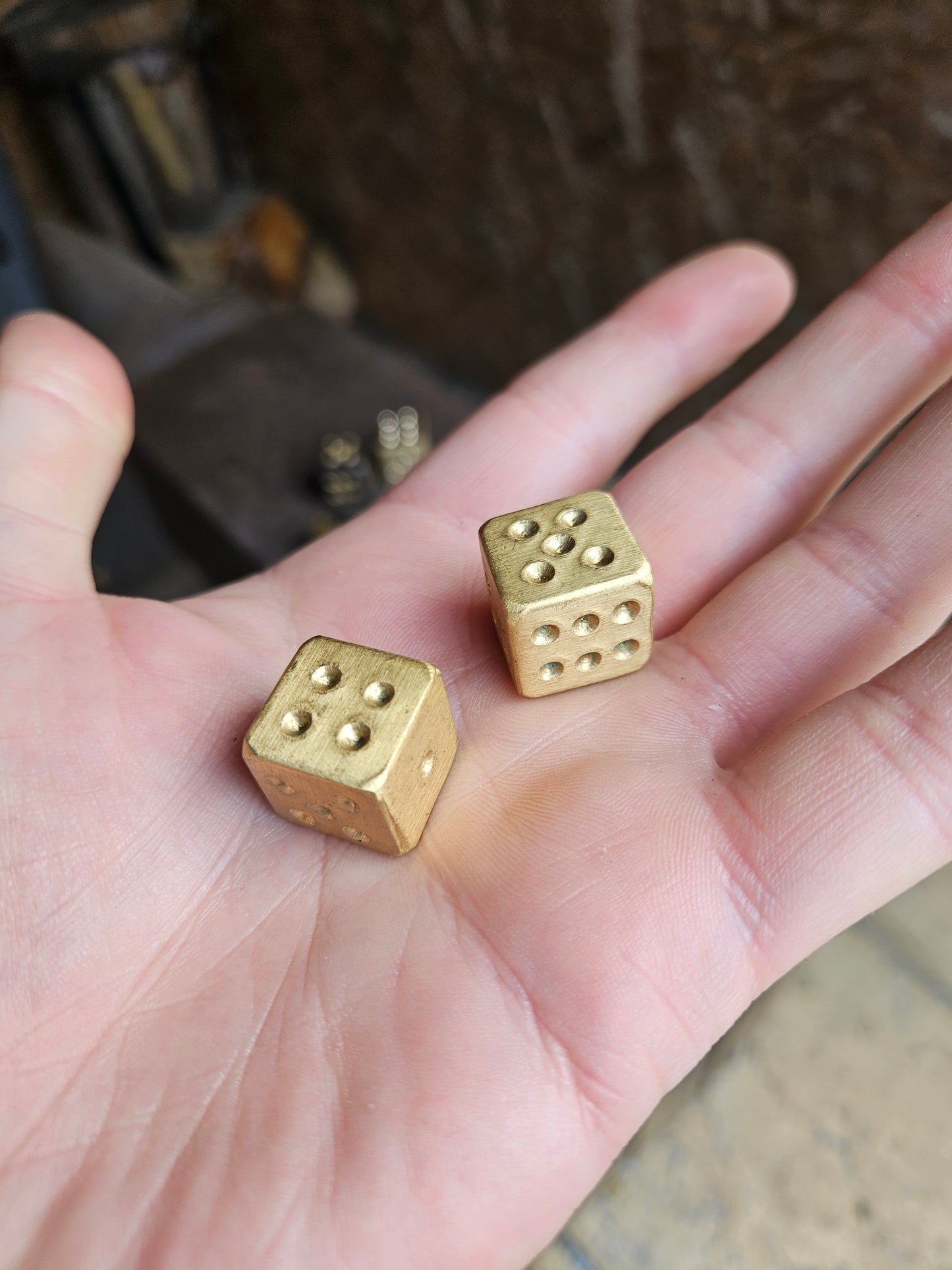 D6 Brass Dice Pipped