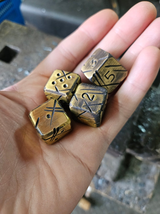 Brass Battle Scarred Dice