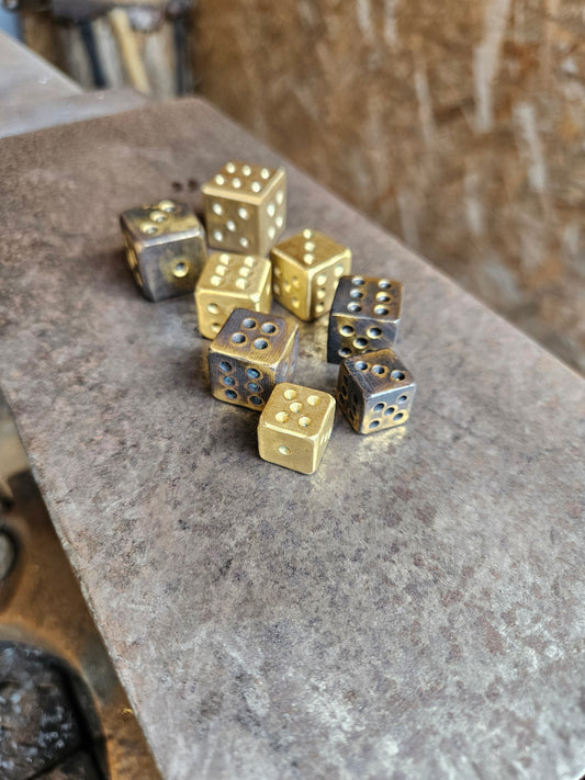 D6 Brass Dice Pipped
