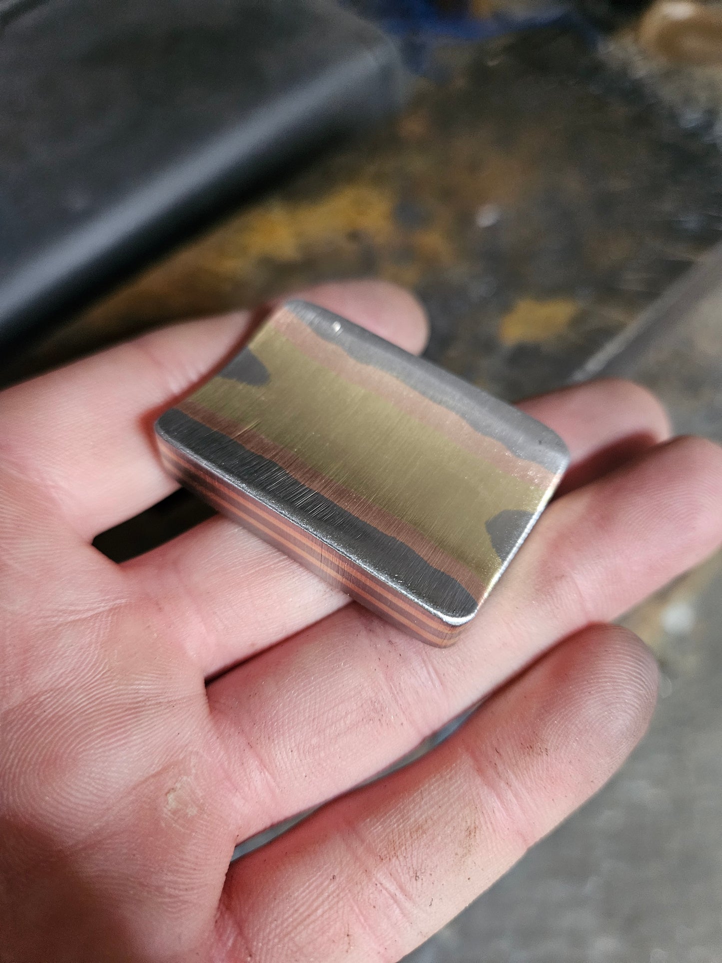 Steel Copper and Brass Worry Stone