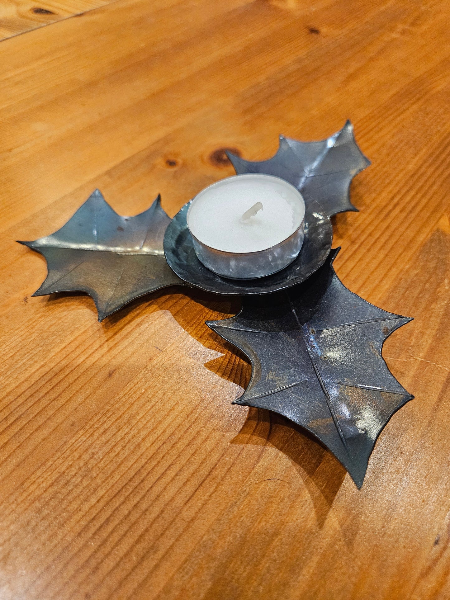 Hand-Forged Holly Leaf Tealight Holder